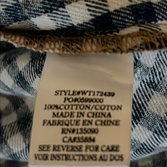 White Crow Checkered Top Sz XS - Picture 7 of 7